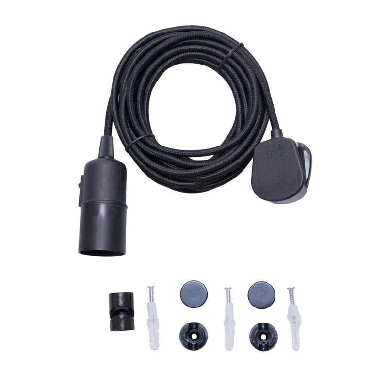 Grow Gang Enna Plug-in Ceiling Pendant with 5m Textile Cable and Ceiling hook (bulb separate)